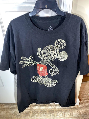 Disney Disneyland Mickey Mouse Words Vintage Hanes T-Shirt Size XL