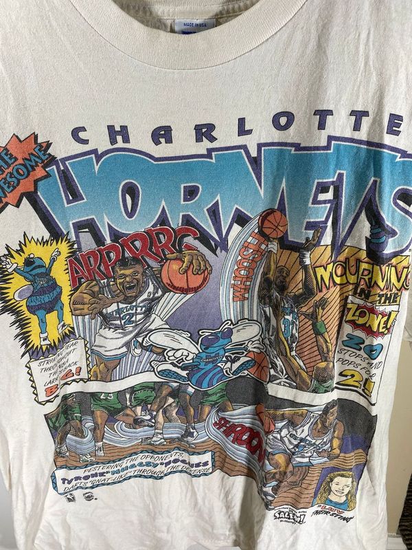 Vintage Charlotte Hornets Tee 90s All Over Print Tee