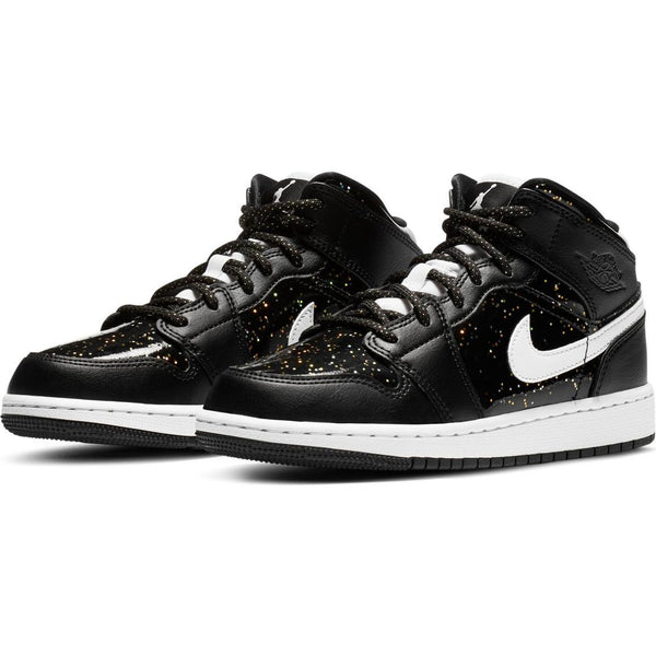 Nike Air Jordan 1 Mid SE Black Glitter GS Youth Sz 5.5, 7 AV5174-001