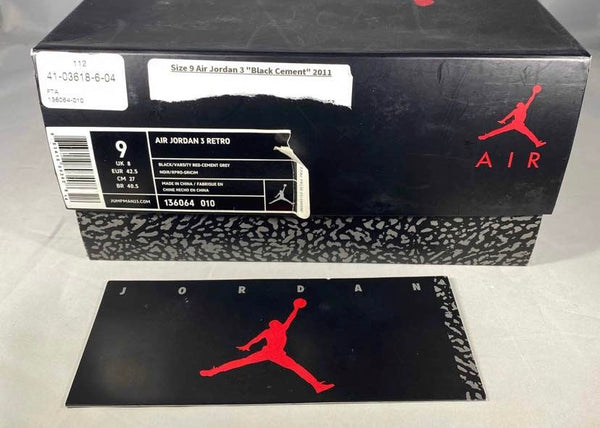 Jordan 3 Black Cement 2011 Size 9 136064 010 Original Box