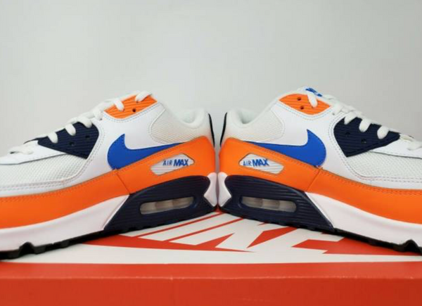 Nike Air Max 90 White/Blue Orange AJ1285 104 Size 9.5, 10, 11.5