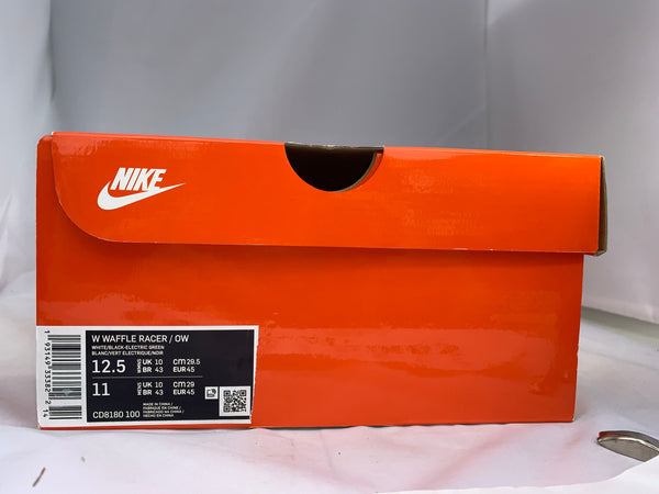 Nike Off White Waffle Racer Electric Green 2019 Size 12.5 CD8180 100 Original Box Zip Tie
