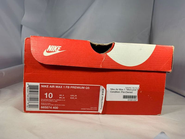 Nike Air Max 1 FB Premium "Mercurial Pack" 2014 Size 10 665874 400 Original Box