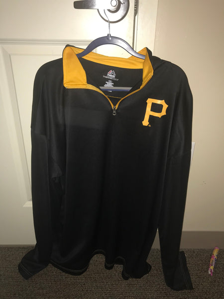 Majestic Pittsburgh Pirates P Logo Zipper Therma Base Major League Black Sweatshirt